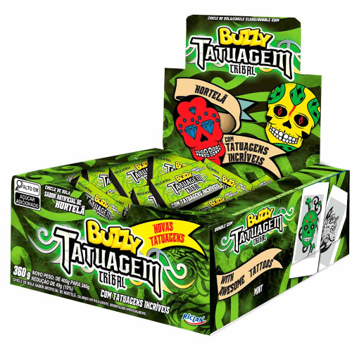 CHICLE BUZZY TATUAGEM RICLAN HORTELÃ 360GR - DP COM 90 UN