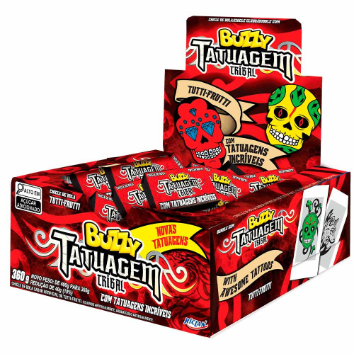 CHICLE BUZZY TATUAGEM RICLAN TUTTI-FRUTTI 360GR - DP COM 90 UN