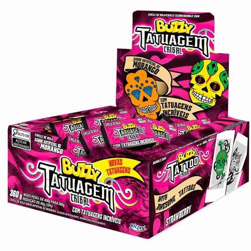 CHICLE BUZZY TATUAGEM RICLAN MORANGO 360GR - DP COM 90 UN