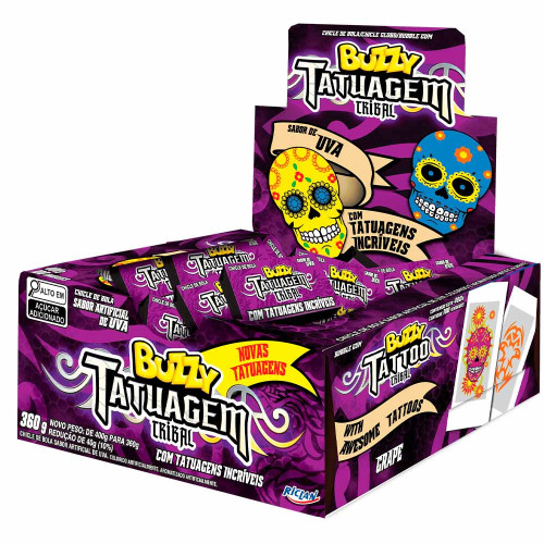 CHICLE BUZZY TATUAGEM RICLAN UVA 360GR - DP COM 90 UN