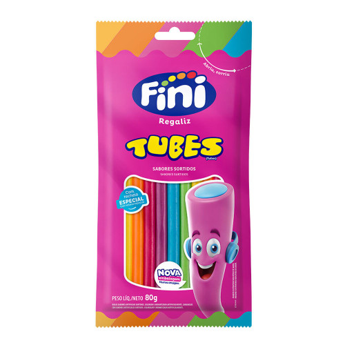 TUBES FINI 80GR ARCO ÍRIS SABORES SORTIDOS - CX COM 12 UN