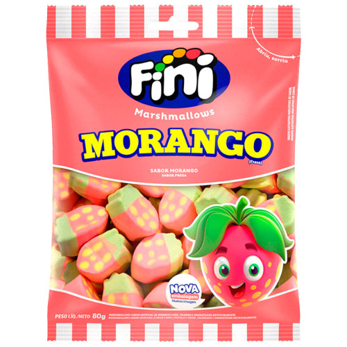 MARSHMALLOWS FINI 80GR MORANGO - CX COM 12 UN
