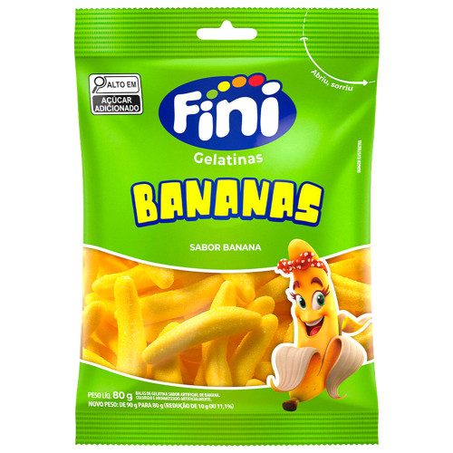 BALA DE GELATINA FINI 80GR BANANAS - CX COM 12 UN