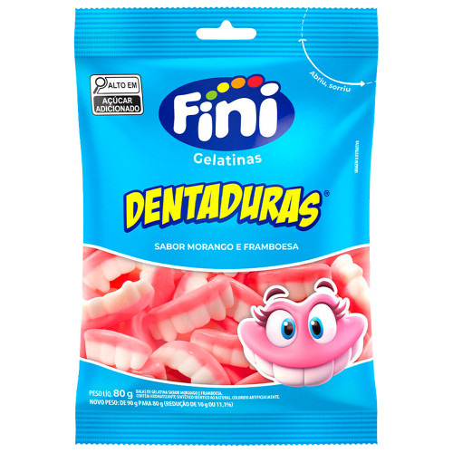 BALA DE GELATINA FINI 80GR DENTADURAS - CX COM 12 UN