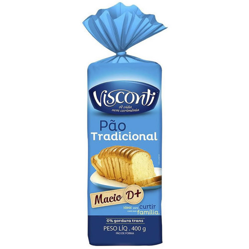 PÃO DE FORMA VISCONTI 400GR TRADICIONAL - CX COM 10 UN