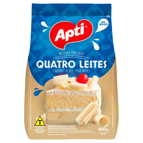 MISTURA P/ BOLO APTI 400GR QUATRO LEITES - CX COM 12 UN