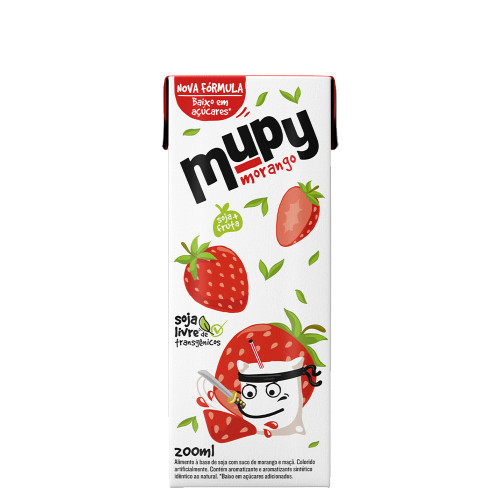 SUCO DE SOJA MUPY 200ML MORANGO - CX COM 27 UN