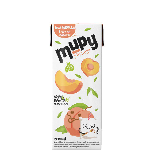 SUCO DE SOJA MUPY 200ML PÊSSEGO - CX COM 27 UN
