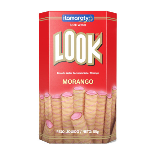 BISCOITO WAFER LOOK ITAMARATY 55GR MORANGO - CX COM 20 UN