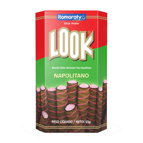 BISCOITO WAFER LOOK ITAMARATY 55GR NAPOLITANO - CX COM 20 UN