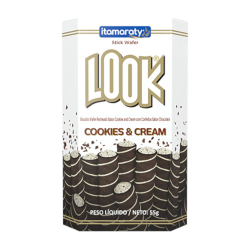 BISCOITO WAFER LOOK ITAMARATY 55GR COOKIES E CREAM - CX COM 20 UN