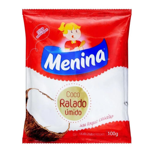 COCO RALADO MENINA 100GR ÚMIDO E ADOÇADO - CX COM 24 UN