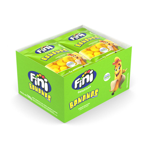 BALA DE GELATINA FINI 15GR BANANAS - DP COM 12 UN
