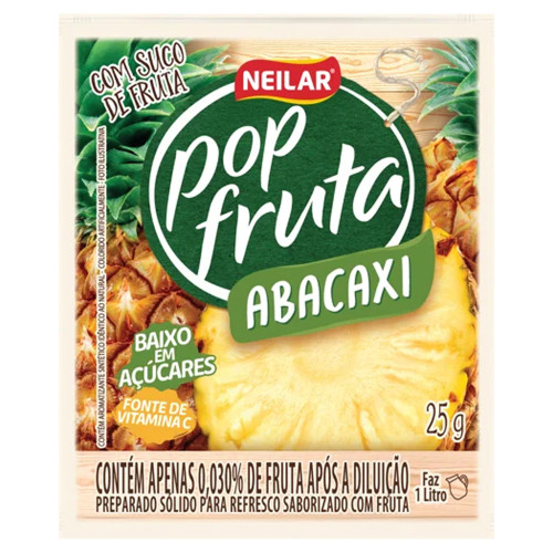 REFRESCO EM PÓ POP FRUTA NEILAR 25GR ABACAXI - DP COM 20 UN