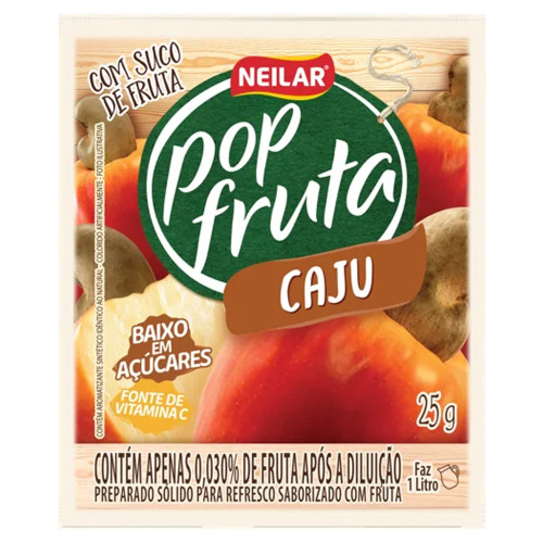 REFRESCO EM PÓ POP FRUTA NEILAR 25GR CAJU - DP COM 20 UN