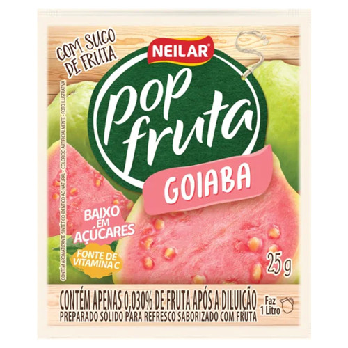 REFRESCO EM PÓ POP FRUTA NEILAR 25GR GOIABA - DP COM 20 UN