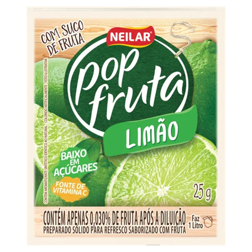 REFRESCO EM PÓ POP FRUTA NEILAR 25GR LIMÃO - DP COM 20 UN