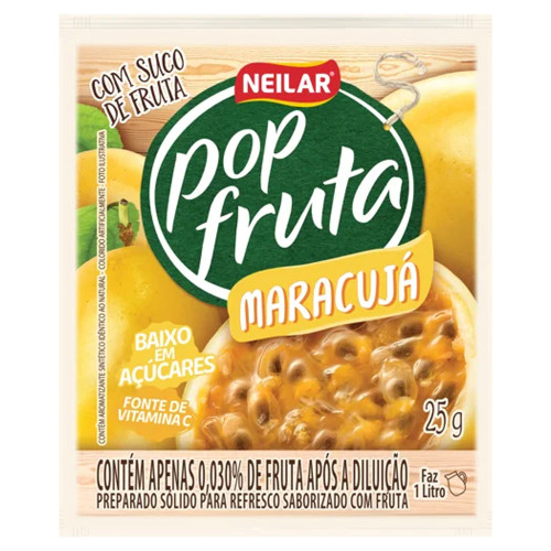 REFRESCO EM PÓ POP FRUTA NEILAR 25GR MARACUJÁ - DP COM 20 UN