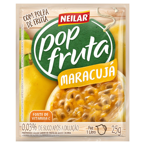 REFRESCO EM PÓ POP FRUTA NEILAR 25GR MARACUJÁ - DP COM 20 UN