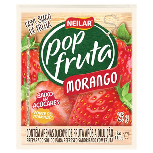 REFRESCO EM PÓ POP FRUTA NEILAR 25GR MORANGO - DP COM 20 UN