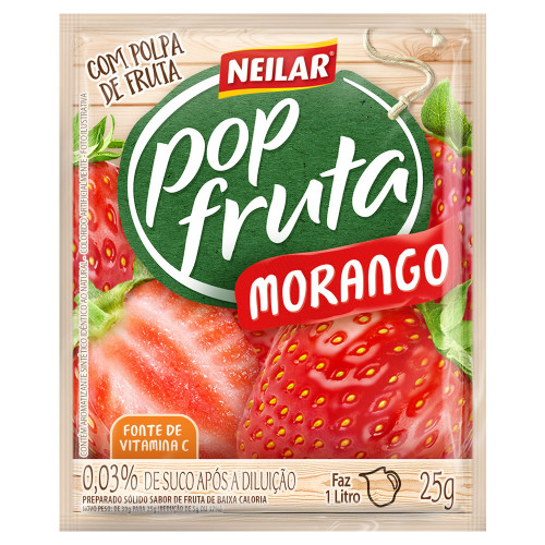 REFRESCO EM PÓ POP FRUTA NEILAR 25GR MORANGO - DP COM 20 UN