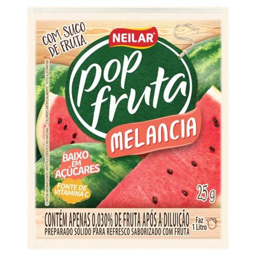 REFRESCO EM PÓ POP FRUTA NEILAR 25GR MELANCIA - DP COM 20 UN