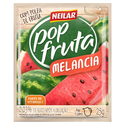 REFRESCO EM PÓ POP FRUTA NEILAR 25GR MELANCIA - DP COM 20 UN