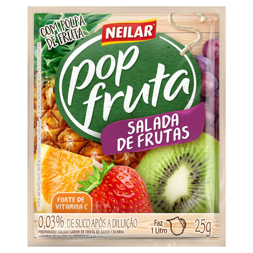 REFRESCO EM PÓ POP FRUTA NEILAR 25GR SALADA DE FRUTAS - DP COM 20 UN