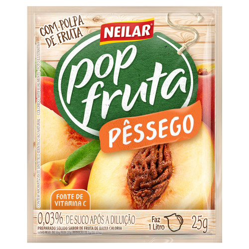 REFRESCO EM PÓ POP FRUTA NEILAR 25GR PÊSSEGO - DP COM 20 UN