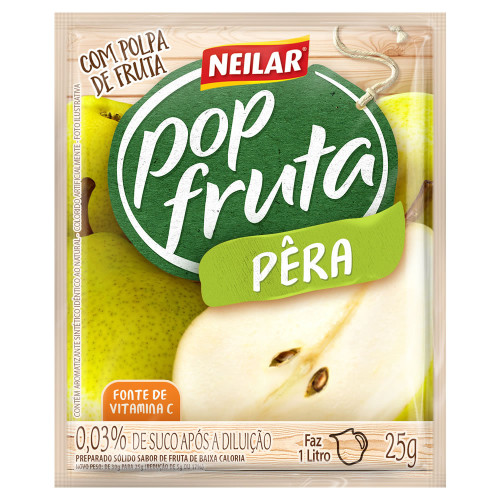 REFRESCO EM PÓ POP FRUTA NEILAR 25GR PÊRA - DP COM 20 UN