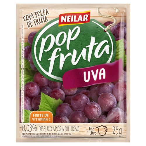 REFRESCO EM PÓ POP FRUTA NEILAR 25GR UVA - DP COM 20 UN