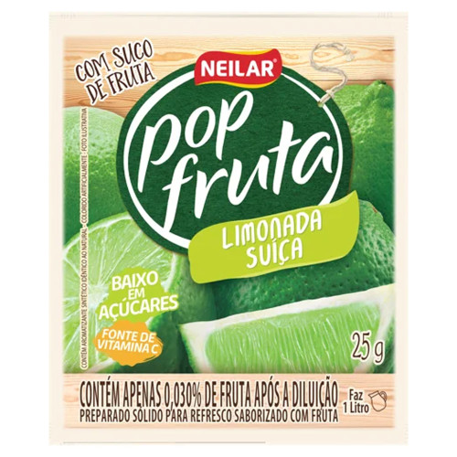 REFRESCO EM PÓ POP FRUTA NEILAR 25GR LIMONADA SUÍÇA - DP COM 20 UN