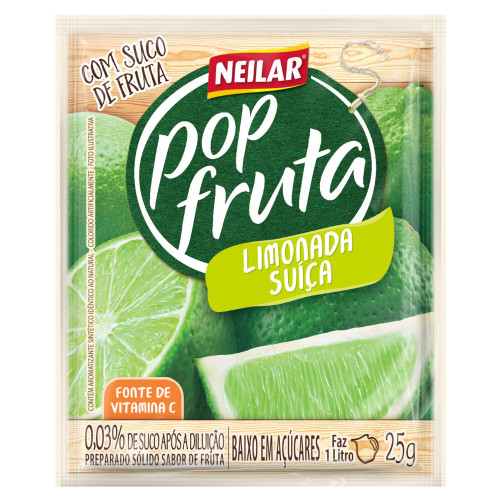 REFRESCO EM PÓ POP FRUTA NEILAR 25GR LIMONADA SUÍÇA - DP COM 20 UN