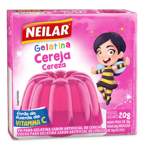 GELATINA NEILAR 20GR CEREJA - CX COM 48 UN