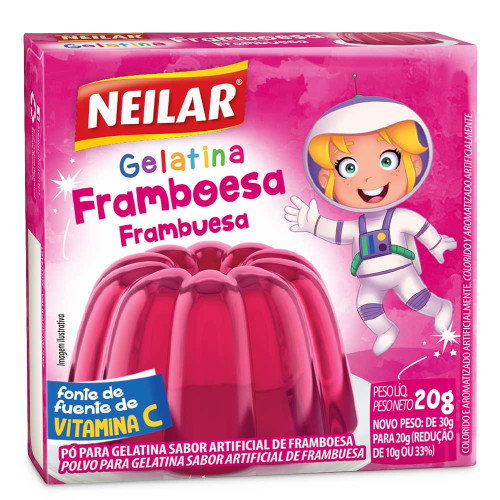 GELATINA NEILAR 20GR FRAMBOESA - CX COM 48 UN