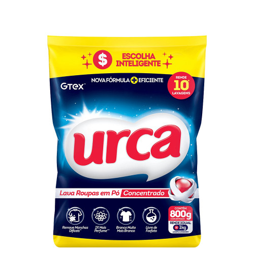 LAVA ROUPAS EM PÓ CONCENTRADO URCA SACHÊ 800GR TRADICIONAL - CX COM 20 UN