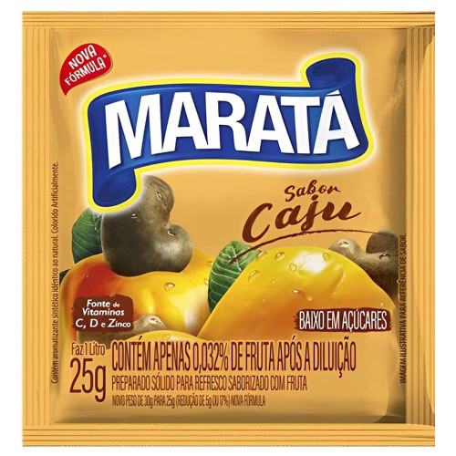 REFRESCO EM PÓ MARATÁ 25GR CAJU - DP COM 15 UN