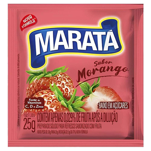 REFRESCO EM PÓ MARATÁ 25GR MORANGO - DP COM 15 UN