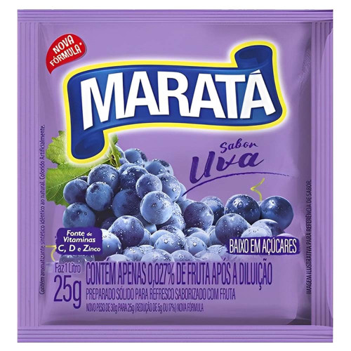 REFRESCO EM PÓ MARATÁ 25GR UVA - DP COM 15 UN