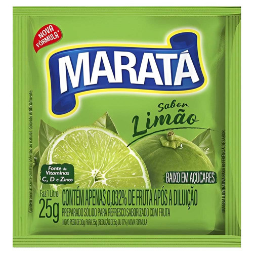 REFRESCO EM PÓ MARATÁ 25GR LIMÃO - DP COM 15 UN