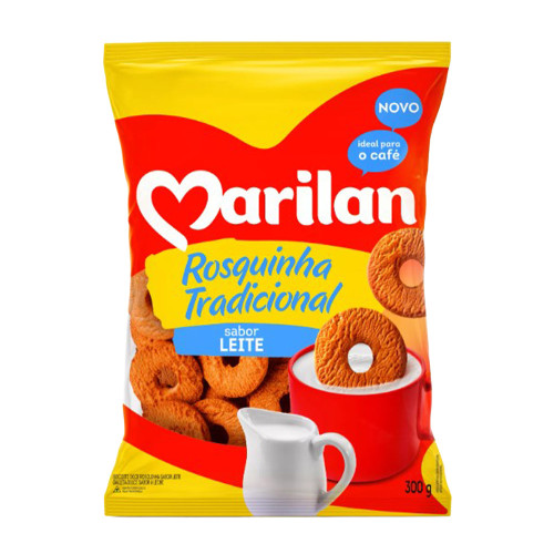 ROSQUINHA TRADICIONAL MARILAN 300GR LEITE - CX COM 32 UN