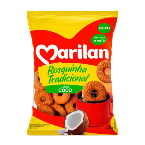 ROSQUINHA TRADICIONAL MARILAN 300GR COCO - CX COM 32 UN