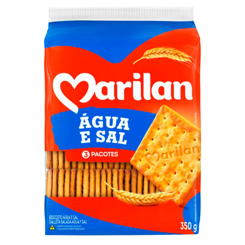 BISCOITO MARILAN 350GR ÁGUA E SAL - CX COM 27 UN