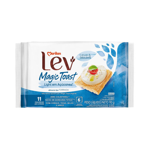 TORRADA MAGIC TOAST MARILAN 110GR LIGHT EM AÇÚCARES - CX COM 24 UN