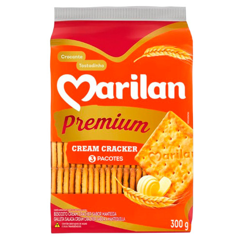 BISCOITO MARILAN 300GR CREAM CRACKER PREMIUM - CX COM 20 UN