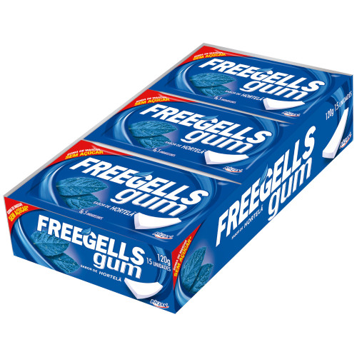 CHICLE GUM FREEGELLS RICLAN HORTELÃ 8GR - DP COM 15 UN