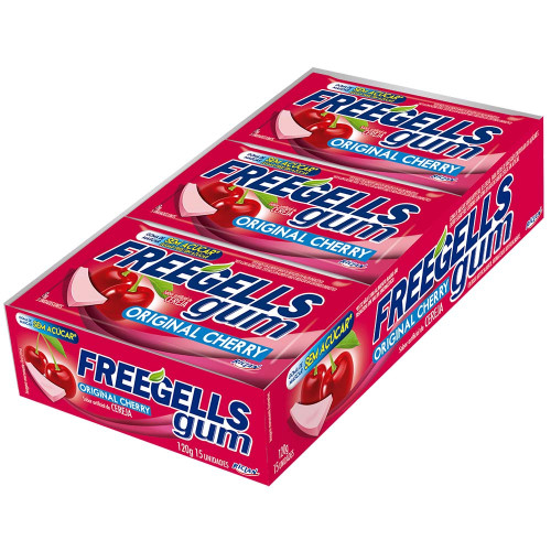 CHICLE GUM FREEGELLS RICLAN CHERRY 8GR - DP COM 15 UN