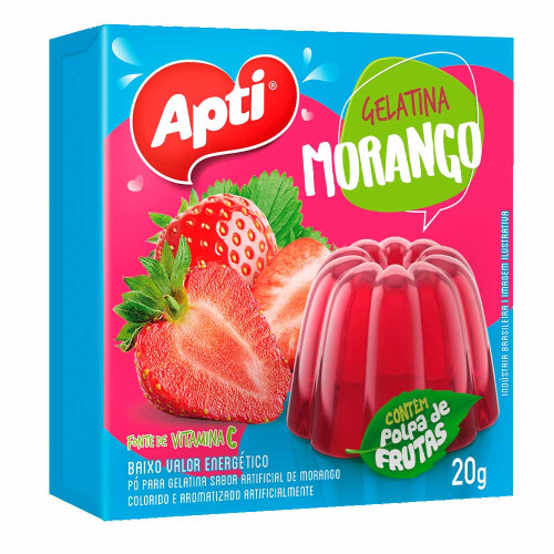 GELATINA APTI 20GR MORANGO - CX COM 36 UN