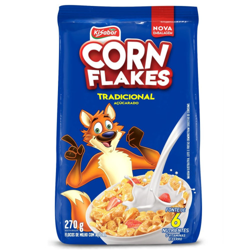 CEREAL CORN FLAKES TRADICIONAL AÇUCARADO KISABOR 270GR - CX COM 12 UN