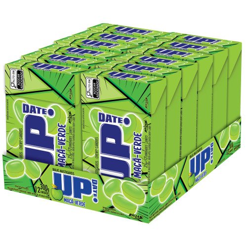 BALA MASTIGÁVEL RICLAN UP DATE MAÇÃ-VERDE 25GR - DP COM 12 UN